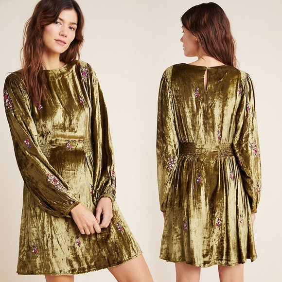 Anthropologie Dresses & Skirts - Anthropologie NICOLINE EMBROIDERED VELVET TUNIC
